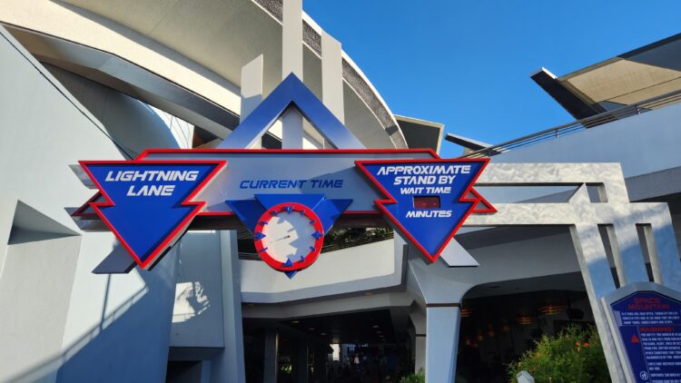 Lightning Lane and Stand By entrance at Space Mountain in Disneyland